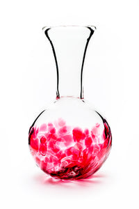 Hand blown glass vase. Cranberry glass on the bottom.