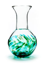Load image into Gallery viewer, Hand blown glass vase. Green glass on the bottom. Colour combination is called “Emerald.”