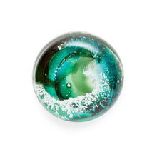 Load image into Gallery viewer, Memorial glass art touchstone with cremation ash. Green glass. Colour combination is called “Emerald.”