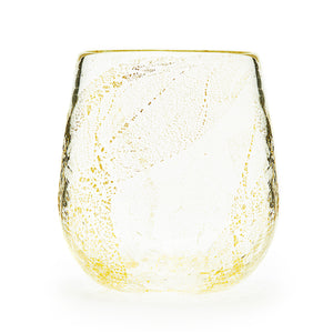 Hand blown glass wine glass with real gold leaf.