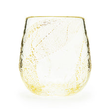 Load image into Gallery viewer, Hand blown glass wine glass with real gold leaf.