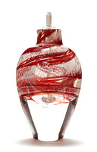 Load image into Gallery viewer, Memorial glass art tall eternal flame oil lamp with cremation ash. Ruby red glass.
