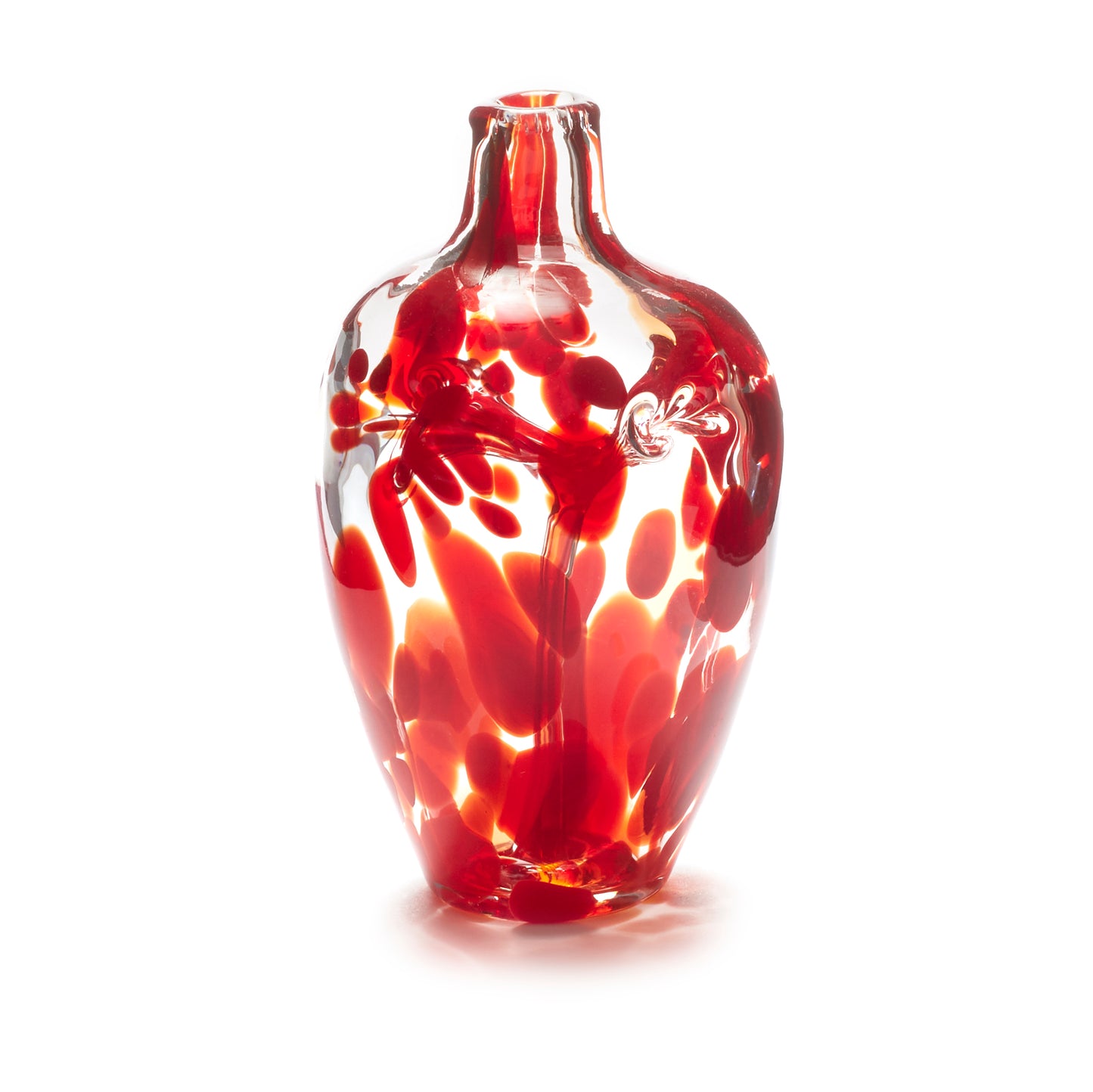 Load image into Gallery viewer, Miniature hand blown glass vase. Ruby red glass.
