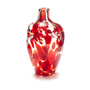Miniature hand blown glass vase. Ruby red glass.