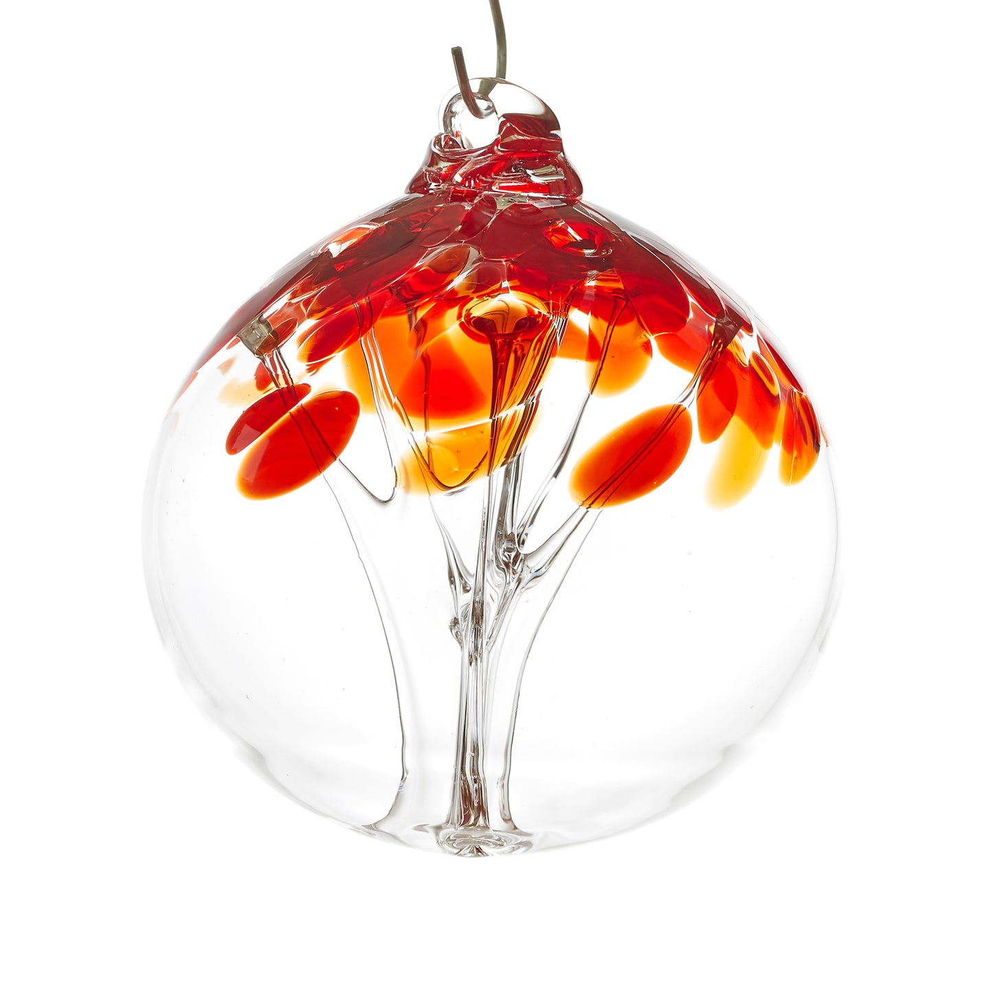 Load image into Gallery viewer, Hand blown glass tree of life ball. Ruby red glass.
