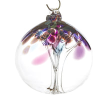Load image into Gallery viewer, Hand blown glass tree of life ball. Purple and cranberry glass. Colour combination is called &quot;Amethyst.&quot;
