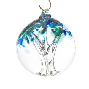 Hand blown glass tree of life ball. Cobalt blue glass.