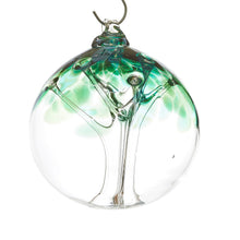 Load image into Gallery viewer, Hand blown glass tree of life ball. Green glass. Colour combination is called “Emerald.”